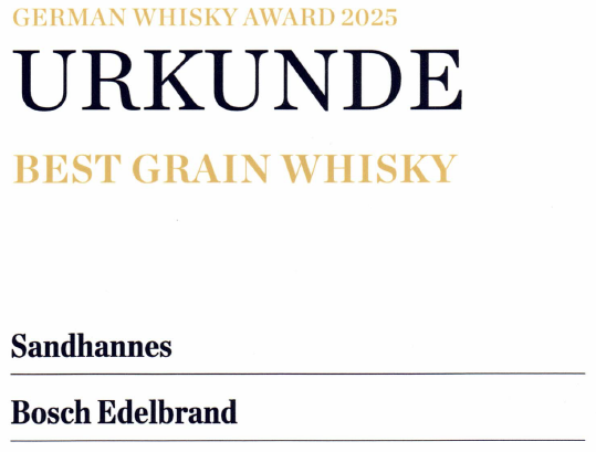German Whisky Awards 2025 - Gold für Bosch Edelbrand
